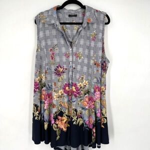 Cocomo Multicolor Floral Plaid Tunic